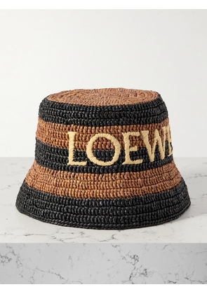 Loewe - + Paula's Ibiza Logo-embroidered Striped Raffia Bucket Hat - Black - 57