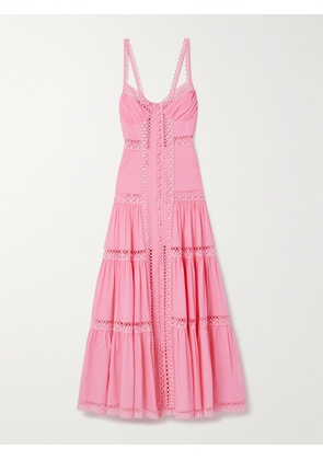 Charo Ruiz - Ardele Guipure Lace-trimmed Cotton-blend Voile Maxi Dress - Pink - x small,small,medium,large,x large