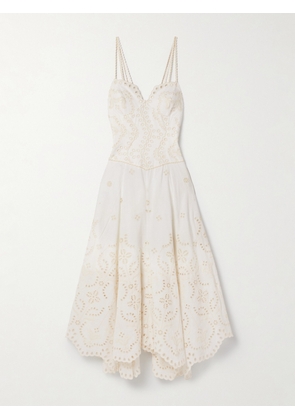 Charo Ruiz - Omelia Broderie Anglaise Cotton-blend Midi Dress - Ivory - x small,small,medium,large,x large