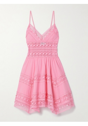 Charo Ruiz - Syilvie Guipure Lace-trimmed Cotton-blend Voile Mini Dress - Pink - x small,small,medium,large