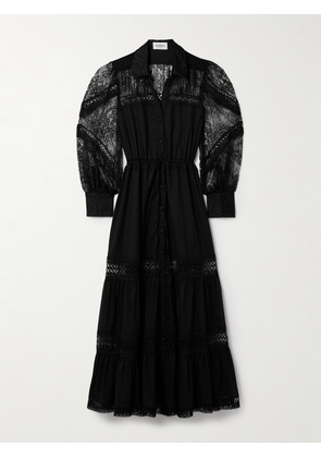 Charo Ruiz - Lucil Lace-trimmed Cotton-blend Maxi Dress - Black - x small,small,medium,large,x large