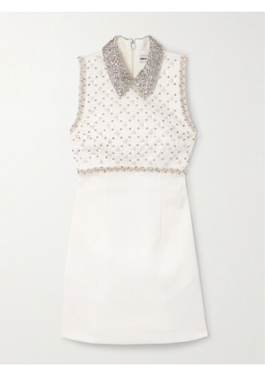 Rebecca Vallance - Delaney Embellished Crepe Mini Dress - Ivory - UK 4,UK 6,UK 8,UK 10,UK 12,UK 14,UK 16