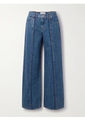 SLVRLAKE - Mica Frayed Paneled Low-rise Wide-leg Jeans - Blue - 24,25,26,27,28,29,30,31,32