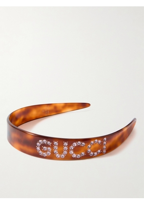 Gucci - Embellished Tortoiseshell Resin Headband - Brown - One size