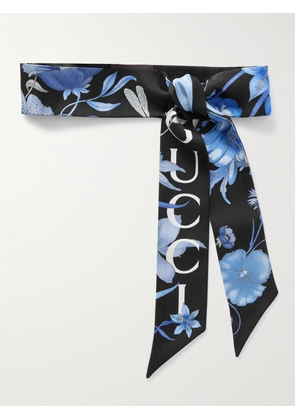 Gucci - Floral-print Silk-twill Scarf - Blue - One size