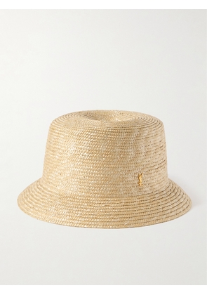 SAINT LAURENT - Maglina Embellished Straw Bucket Hat - Neutrals - 56,57