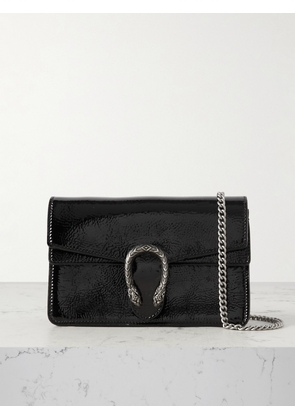 Gucci - Dionysus Super Mini Glossed Textured-leather Shoulder Bag - Black - One size