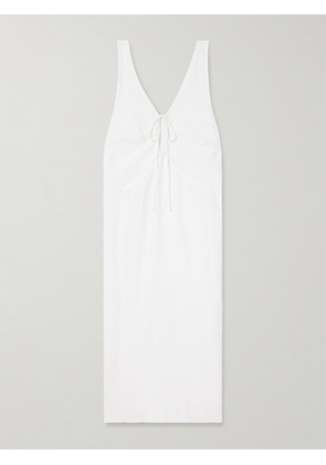 Deiji Studios - Cutout Washed-linen Maxi Dress - White - XS/S,S/M,M/L,L/XL