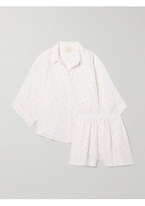 Deiji Studios - The 03 Floral-print Washed-linen Shirt And Shorts Set - White - S/M,M/L,L/XL