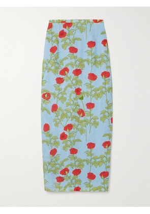 BERNADETTE - Norma Floral-print Linen Maxi Skirt - Blue - FR34,FR36,FR38,FR40,FR42,FR44