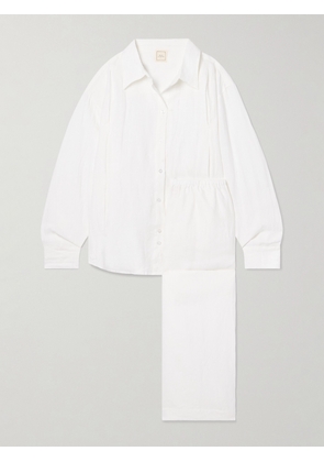 Deiji Studios - Tack Linen Pajama Set - White - S/M,M/L,L/XL