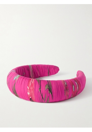 Erdem - Gathered Floral-print Cotton And Silk-blend Voile Headband - Pink - One size