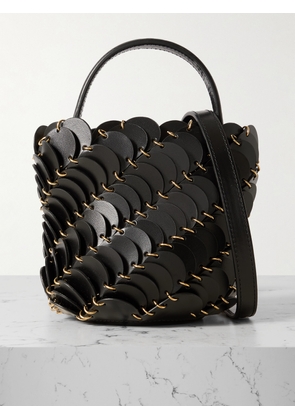 Rabanne - Small Embellished Leather Bucket Bag - Black - One size