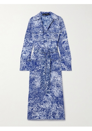 Proenza Schouler - Vanessa Belted Printed Crepe Midi Dress - Blue - US0,US2,US4,US6,US8,US10,US12,US14