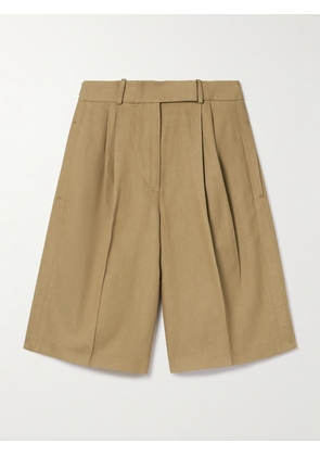 Proenza Schouler - Jenny Pleated Cotton And Linen-blend Twill Shorts - Neutrals - US0,US2,US4,US6,US8,US10,US12
