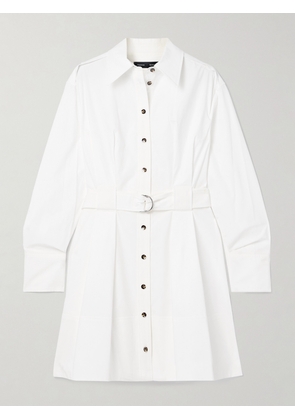 Proenza Schouler - Viola Belted Pleated Cotton-blend Poplin Mini Dress - White - US0,US2,US4,US6,US8,US10,US12