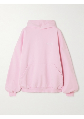 Balenciaga - Oversized Embroidered Cotton-jersey Hoodie - Pink - 1,2
