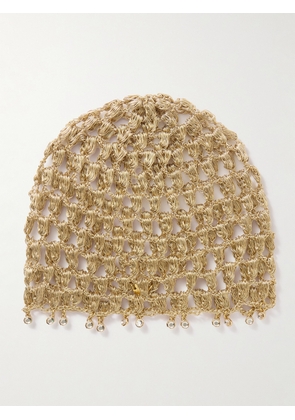 Rabanne - Crystal-embellished Crocheted Metallic Raffia Headpiece - Neutrals - One size