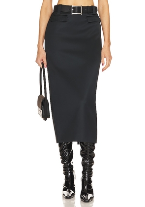 Helsa Heavy Satin Column Skirt in Black. Size L.
