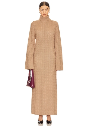 Helsa Shai Cable Knit Dress in Brown. Size L, S, XL, XS, XXS.