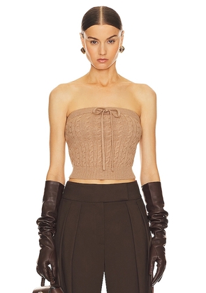 Helsa Taiki Cable Tube Top in Brown. Size L, S, XL, XS, XXS.