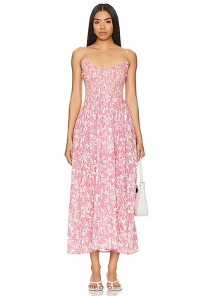 Free People Sweet Nothings Midi Dress In Pink Combo in Pink. Size L, S, XL.