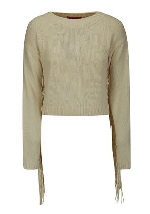 Wild Cashmere Boxy Sweater With Suede Frings