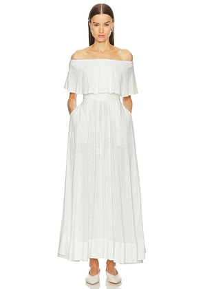 Helsa Petite Eyelet Garden Midi Dress in White. Size M, S, XL, XS, XXS.