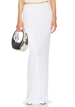 Helsa Sheer Knit Layered Maxi Skirt in White. Size L, S, XL, XS, XXS.