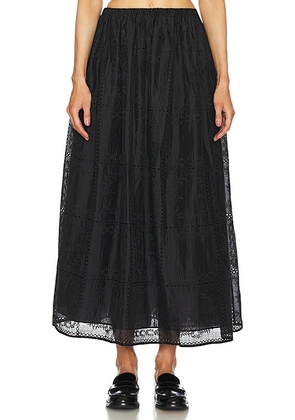 Helsa Handkerchief Midi Skirt in Black. Size M, S, XL, XS.