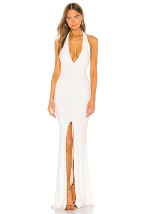 Nookie x REVOLVE Illegal Halter Gown in White. Size L, S, XL.