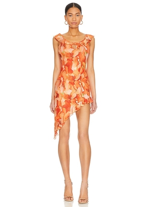 MORE TO COME Valentina Asymmetrical Dress in Orange. Size S.