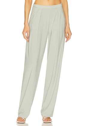 Norma Kamali Tapered Pleated Trouser in Sage. Size M.