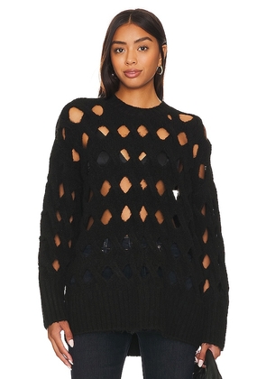 PISTOLA Darya Open Knit Pullover Sweater in Black. Size S.