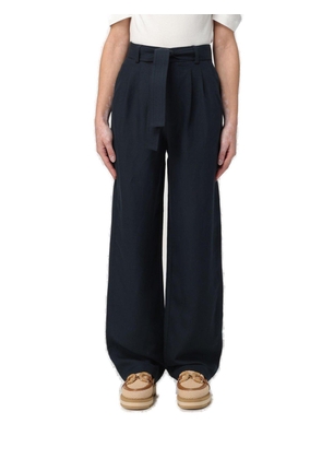 Belted Straight Leg Pleated Trousers Woolrich