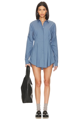OW Collection Ella Shirt Dress in Blue. Size L, XS.