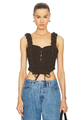 LPA Taylie Cable Corset in Brown. Size M, S, XS, XXS.