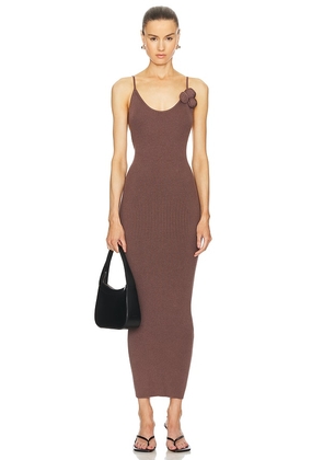 LPA Dara Rosette Midi Dress in Brown. Size M, S, XL, XS, XXS.