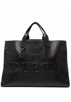 Philipp Plein logo-debossed leather tote bag - Black