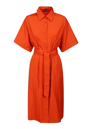 Aspesi Orange Poplin Midi Shirt Dress