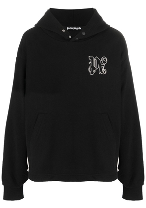 Palm Angels logo-print cotton hoodie - Black