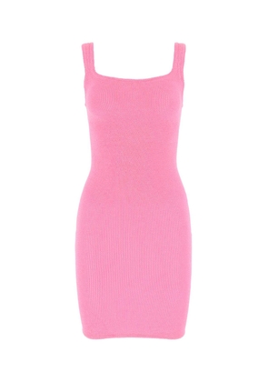 Hunza G Fluo Pink Stretch Nylon Tank Mini Dress