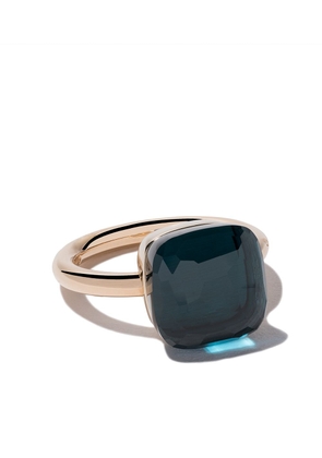 Pomellato 18kt rose and white gold maxi Nudo blue topaz ring - Pink