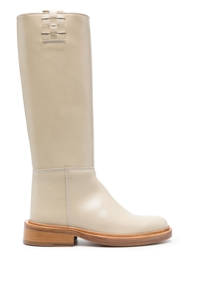 Hereu knee-high polished leather boots - Neutrals