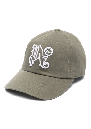Palm Angels monogram-embroidered cotton cap - Green
