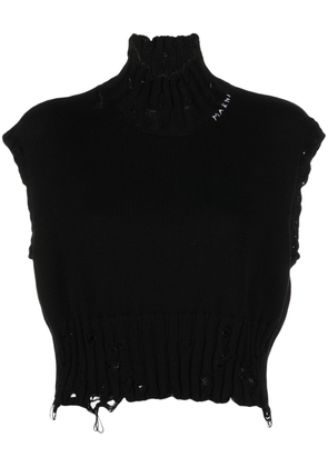 Marni distressed cropped vest - Black