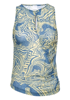 PINKO abstract-print ruched tank top - Blue