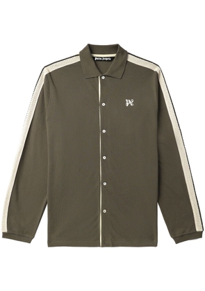 Palm Angels monogram-embroidered cotton shirt - Brown