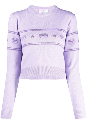 Chiara Ferragni intarsia-knit logo jumper - Purple