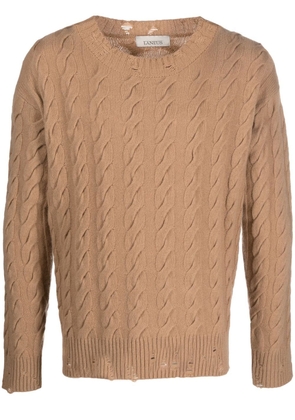 Laneus cable-knit crew neck sweater - Neutrals